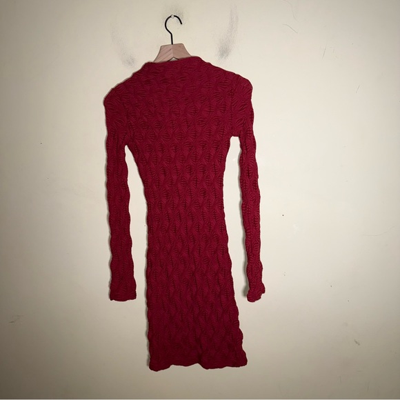 NWT MAEVE ANTHROPOLOGIE Long-Sleeve Scrunch Textured Mini holiday Dress wine XXS - Picture 15 of 15